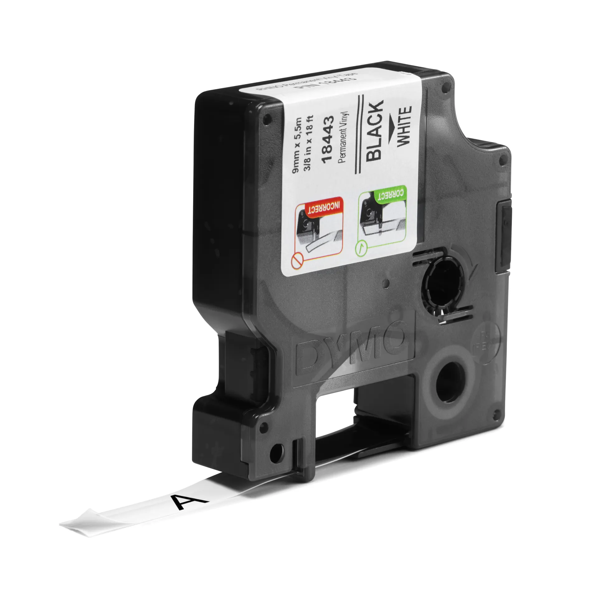 DYMO Rhino-Industrie-Vinyletiketten | 9 mm x 5,5 m | schwarz auf weiß | selbstklebendes Schriftband | für Rhino und LabelManager Beschriftungsgerät – Bild 2