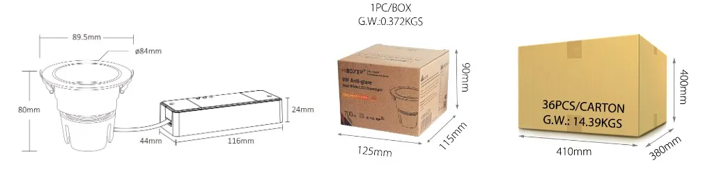 MiBoxer FUT075 LED Downlight 9W dualwhite (CCT) adjust 2,4 GHz HF – Bild 6