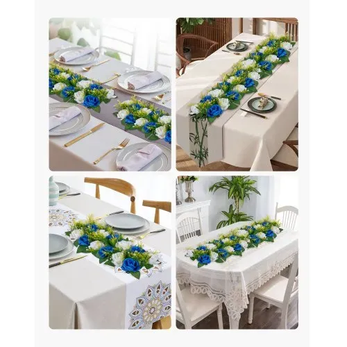 VEVOR Kunstblumen, 10 Stück, 500x220x120 mm, Blumenkugeln, Tischdekoration für Hochzeiten, Kunstrosen-Arrangements für Hochzeitsmittelstücke, Heimdekoration, blaue und weiße Rosen – Bild 6