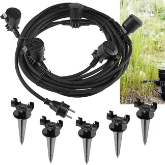 Gartensteckdose für Außen, IP44, 5-fach Einzelsteckdosen, 5+2,5+2,5+2,5+2,5m Gartensteckdose für Außen, IP44, 5-fach Einzelsteckdosen, 5+2,5+2,5+2,5+2,5m