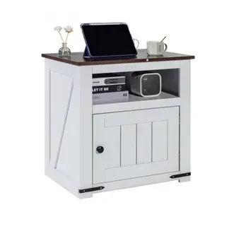 VEVOR Farmhouse Beistelltisch, quadratischer Nachttisch mit USB-Anschlüssen und Steckdosen, 3-stufiger Beistelltisch mit Aufbewahrungsschrank, ideal für Wohnzimmer Schlafzimmer Büro, weiß VEVOR Farmhouse Beistelltisch, quadratischer Nachttisch mit USB-Anschlüssen und Steckdosen, 3-stufiger Beistelltisch mit Aufbewahrungsschrank, ideal für Wohnzimmer Schlafzimmer Büro, weiß