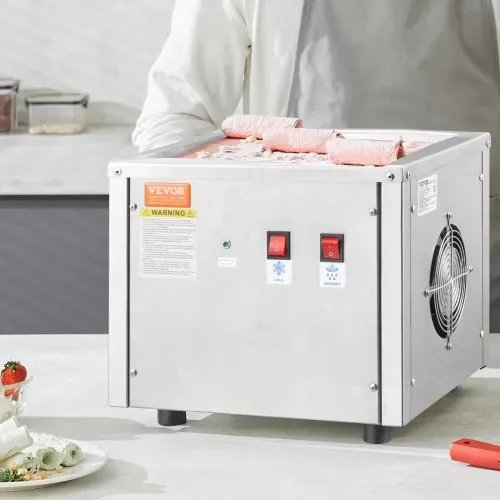 VEVOR Maschine für frittierte Eisrollen, 28 x 24 x 2 cm Pfanne zum Frittieren von Eis, Eismaschine mit Kompressor und 2 Schabern, zur Herstellung von Eis, Gefrorenem Joghurt und Eisrollen – Bild 7
