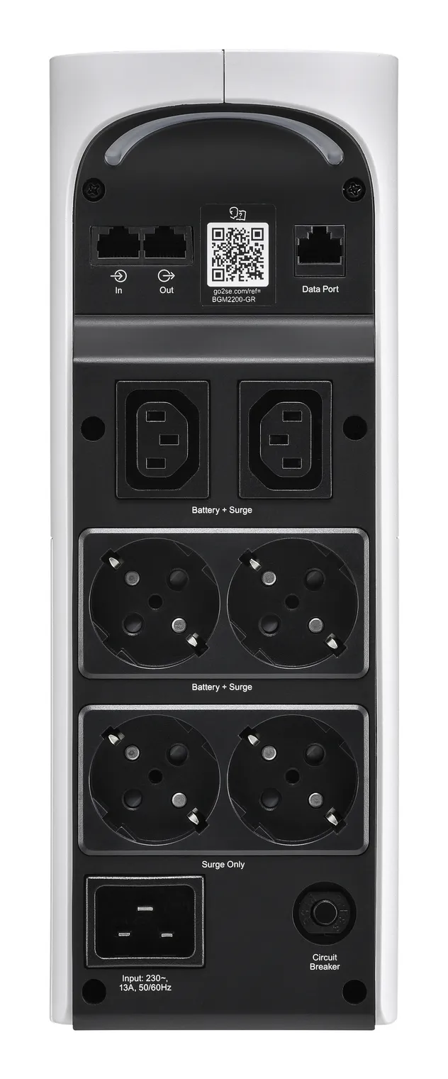 APC Back-UPS Pro, 2200VA/1320W, Tower, 230V, 4x Schuko- und 2x IEC C13-Ausgänge, RGB-Beleuchtung, reine Sinuswelle, Arctic (Weiß) – Bild 2