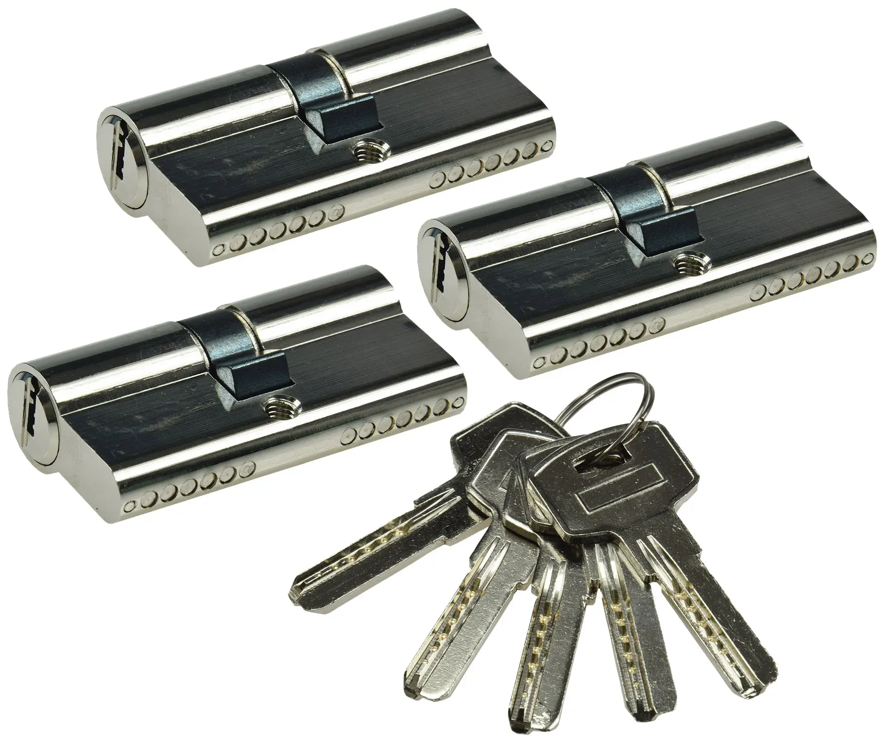 Schließzylinder-Set 3x 60mm (30+30mm) Profil-Zylinder, 5 Sicherheits-Schlüssel Schließzylinder-Set 3x 60mm (30+30mm) Profil-Zylinder, 5 Sicherheits-Schlüssel