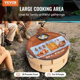 VEVOR X-Marks Feuerstellen-Grillrost, Φ 760 x 25 mm Lagerfeuer-BBQ-Grillrost aus Stahl mit Griff und Stütz-X-Draht, Tragbares Camping-Kochgeschirr für Partys und Zusammenkünfte im Freien, Schwarz VEVOR X-Marks Feuerstellen-Grillrost, Φ 760 x 25 mm Lagerfeuer-BBQ-Grillrost aus Stahl mit Griff und Stütz-X-Draht, Tragbares Camping-Kochgeschirr für Partys und Zusammenkünfte im Freien, Schwarz