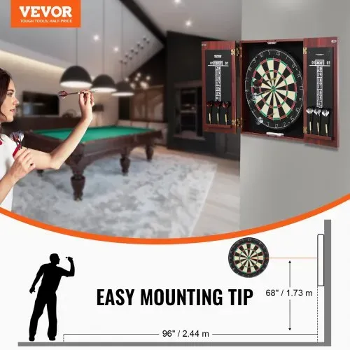 VEVOR Dartboard- und Schrankset Dartboard-Schrank in offizieller Größe, Dartscheibe 45 x 3,8 cm versteckbarer Dartschrank mit Stahlspitzen, komplett mit sämtlichem Zubehör, für Cricket-Spiele – Bild 6