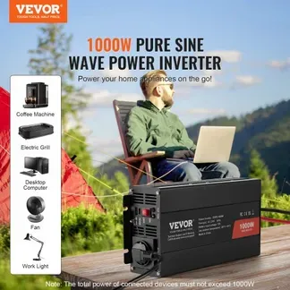 VEVOR Wechselrichter mit reiner Sinuswelle 1000W DC 12V AC 230V Spannungswandler mit 1 AC-Steckdosen 1 USB-Anschlüssen 1 Typ-C-Anschluss Fernbedienung für kleine Heimgeräte wie Smartphone-Laptop VEVOR Wechselrichter mit reiner Sinuswelle 1000W DC 12V AC 230V Spannungswandler mit 1 AC-Steckdosen 1 USB-Anschlüssen 1 Typ-C-Anschluss Fernbedienung für kleine Heimgeräte wie Smartphone-Laptop