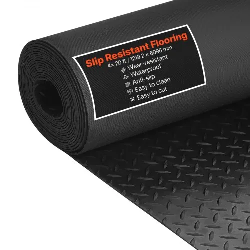 VEVOR Gummimatte, 1219,2 x 6096 mm Garagenbodenmatte, 3 mm dicke Antirutschmatte, Bodenschutzmatte, Antirutschmatte, Noppenmatte, leicht zu reinigen, für Lager, Fitnessstudios, Anhänger, Schwarz VEVOR Gummimatte, 1219,2 x 6096 mm Garagenbodenmatte, 3 mm dicke Antirutschmatte, Bodenschutzmatte, Antirutschmatte, Noppenmatte, leicht zu reinigen, für Lager, Fitnessstudios, Anhänger, Schwarz
