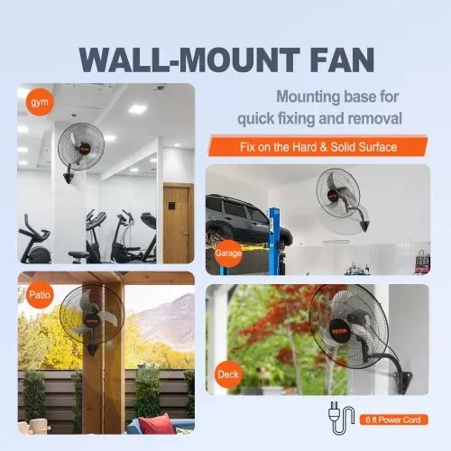 VEVOR Wandventilator, 44,45 cm Wandventilator 4000 CFM, 3 Geschwindigkeiten, Wohn- und Gewerbeventilator zur Kühlung von Lagerhäusern, Gewächshäusern, Werkstätten, Terrassen und Kellern, Schwarz – Bild 5