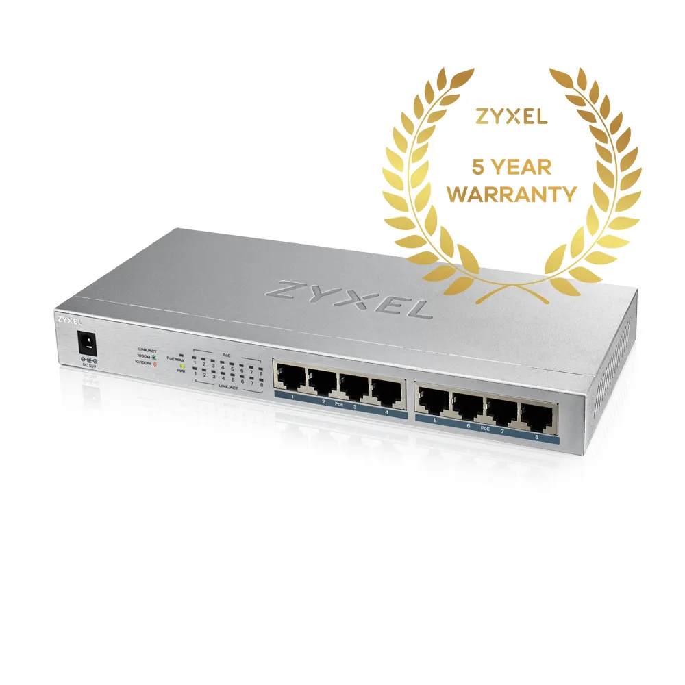 Zyxel GS1008HP Unmanaged Gigabit Ethernet (10/100/1000) Power over Ethernet (PoE) Grau – Bild 6