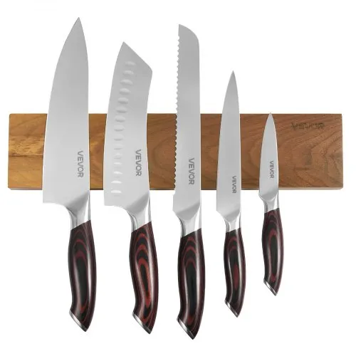 VEVOR Messerset 6-tlg. Küchenmesserset mit magnetischer Messerhalter, Messer aus hochkohlenstoffhaltigem Edelstahl, Küchenbesteck mit ergonomischem & bruchfestem Griff, Magnetleiste in Walnussoptik VEVOR Messerset 6-tlg. Küchenmesserset mit magnetischer Messerhalter, Messer aus hochkohlenstoffhaltigem Edelstahl, Küchenbesteck mit ergonomischem & bruchfestem Griff, Magnetleiste in Walnussoptik