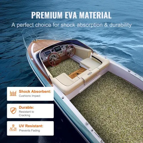 VEVOR Bootsbodenbelag, EVA-Schaum-Bootsdeck, 2400 x 600 x 6 mm, rutschfester, selbstklebender Bodenbelag, 28800 cm², 2 Rollen Marineteppich für Boote, Yachten, Pontons, Kajakdecks – Bild 3