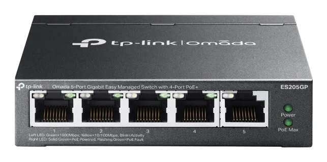 TP-Link Omada ES205GP Netzwerk-Switch Managed Gigabit Ethernet (10/100/1000) Power over Ethernet (PoE) Schwarz TP-Link Omada ES205GP Netzwerk-Switch Managed Gigabit Ethernet (10/100/1000) Power over Ethernet (PoE) Schwarz