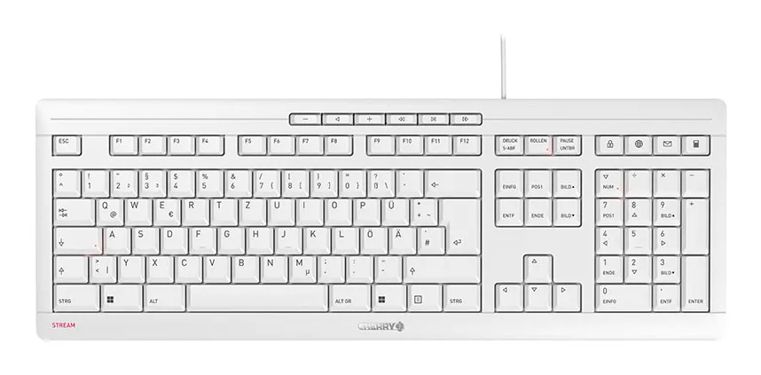 CHERRY STREAM KEYBOARD, Kabelgebundene Tastatur, hellgrau, USB (QWERTZ – DE) CHERRY STREAM KEYBOARD, Kabelgebundene Tastatur, hellgrau, USB (QWERTZ – DE)