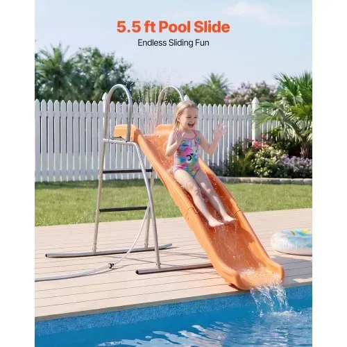VEVOR Wasserrutsche Freistehend 165 cm Gartenrutsche für Kinder, Poolrutsche mit Integriertem, Verstellbarem Sprinkler, Kletterleiter und Bodenschutzmatte, Kinderrutsche aus Metall und Kunststoff VEVOR Wasserrutsche Freistehend 165 cm Gartenrutsche für Kinder, Poolrutsche mit Integriertem, Verstellbarem Sprinkler, Kletterleiter und Bodenschutzmatte, Kinderrutsche aus Metall und Kunststoff