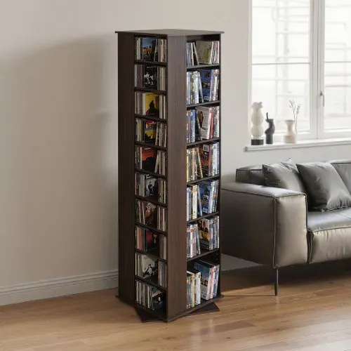 VEVOR Medienregal 475x475x1636 mm, CD-Turm, Drehbares Bücherregal mit 34 Fächern für CDs, DVDs, Bücher & Spiele-Discs, DVD-Ständer für Wohnzimmer, Homeoffice & Aufnahmeraum, Braun – Bild 7