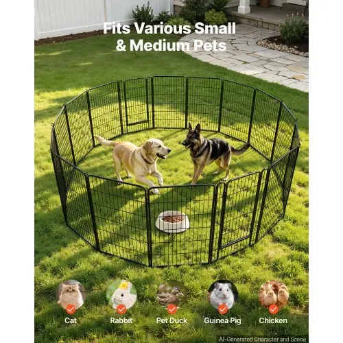 VEVOR Welpenauslauf Welpen-Freigehege Laufgitter Welpenzaun 101,6cm 16-tlg., Spielplatz für Große Hunde Katzen & Andere Kleintiere Faltbar Durch die Verschiedenen Formen Vielfältig Einsetzbar – Bild 3
