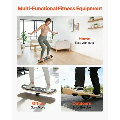 VEVOR Balance Board für Erwachsene (70 cm), Wackelbrett bis 200 kg Belastbar, Balance-Trainingsgerät mit 3-stufigem Bodenabstand und Rutschfester Oberfläche für Core-Training Stehpultübungen Yoga – Bild 5