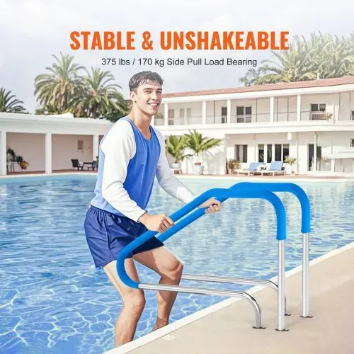 VEVOR Pool Handlauf, 1165 x 42 x 935 mm Griffbogen, Edelstahl (vorgefertigt) für Innen-/Außenpools, Pooleinstieg, rostfreier Haltegriff mit blauer Griffabdeckung & Zubehör für Spas, Einstieghilfe – Bild 2