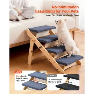 VEVOR Hundetreppe 630x470x490 mm, 4-stufige Hautiertreppe, klappbare Holztreppe geeignet für kleine, mittlere, große, ältere Haustiere sowie Welpen bis 68 kg, Hundeleiter für Betten, Sofas & Autos VEVOR Hundetreppe 630x470x490 mm, 4-stufige Hautiertreppe, klappbare Holztreppe geeignet für kleine, mittlere, große, ältere Haustiere sowie Welpen bis 68 kg, Hundeleiter für Betten, Sofas & Autos