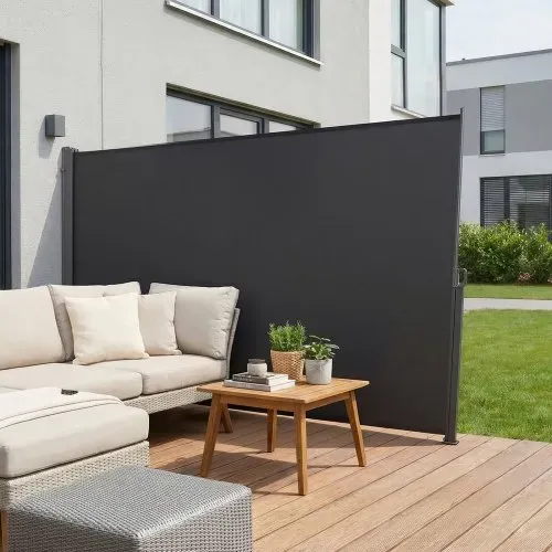 VEVOR Seitenmarkise Ausziehbar 180x300 cm, Seitenrollo aus 180 g/m² Polyestergewebe, Wandmarkise, Windschutz, Sonnenschutz, Sichtschutz, Raumteiler für Garten, Balkon, Pool, Terrasse, Grau – Bild 7