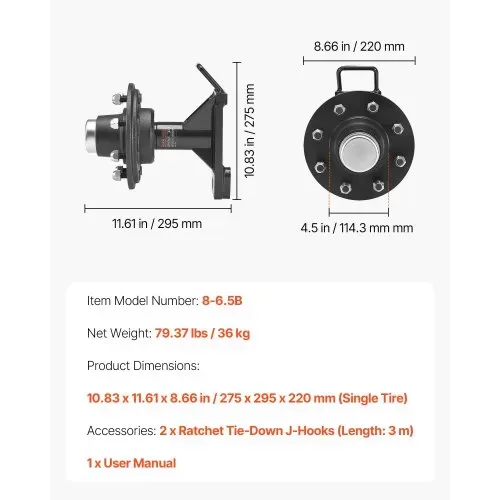 VEVOR Versandcontainer-Räder, 8-Loch-Rad-Set, robuste Versandcontainer-Achse mit Ratschen-Zurrgurt, bewegt sich 6 m bis 12 m, sicherer Transport für Dock, Lager, Baustelle, Schwarz – Bild 6