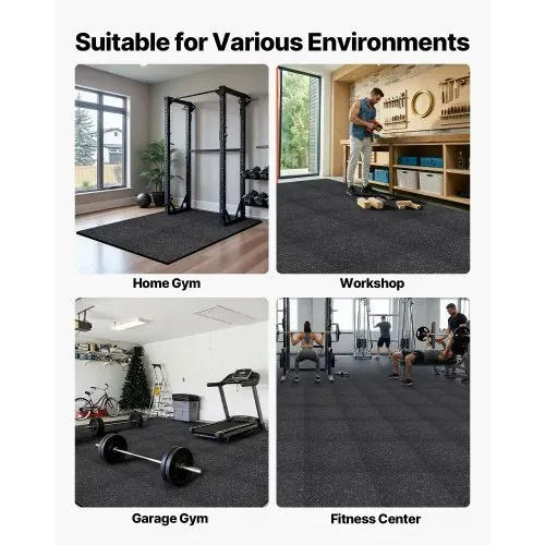 VEVOR 12 x Puzzlematte Bodenschutzmatte 61 x 61 x 2 cm, Hochdichte EVA-Schaumstoffmatte, Ineinandergreifende Fitnessmatte Gymnastikmatte Sportmatte, Trainingsmatte (Schwarz) mit Grauen Punkten – Bild 5
