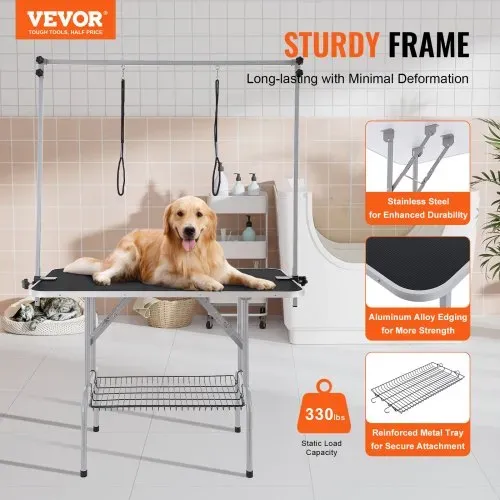 VEVOR Trimmtisch 1300x617x1818mm Schertisch Edelstahl Hundepflegetisch 150kg Tragfähigkeit Frisiertisch Hund Faltbar Tierpflegetisch 1137,9×609,6mm Desktop Ideal für Baden Trimmen Trocknen Bürsten VEVOR Trimmtisch 1300x617x1818mm Schertisch Edelstahl Hundepflegetisch 150kg Tragfähigkeit Frisiertisch Hund Faltbar Tierpflegetisch 1137,9×609,6mm Desktop Ideal für Baden Trimmen Trocknen Bürsten