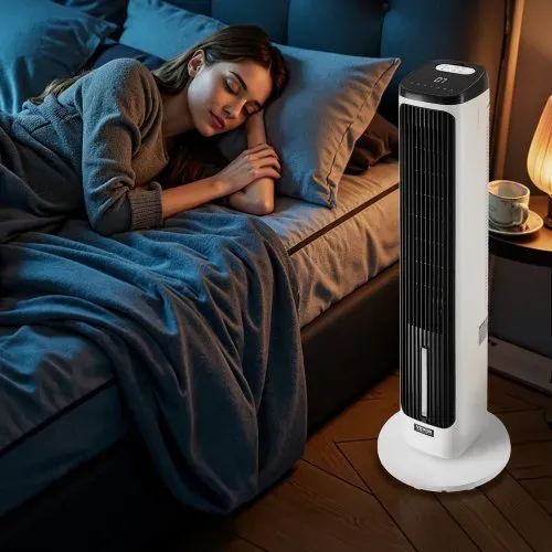 VEVOR Turmventilator, 7,1 m/s Geschwindigkeit, leiser Standventilator, 70° oszillierende Ventilatoren mit 9 Gang, 4 Modi, 24-Stunden-Timer, Fernbedienung, für Schlafzimmer, Büro, Zuhause – Bild 7