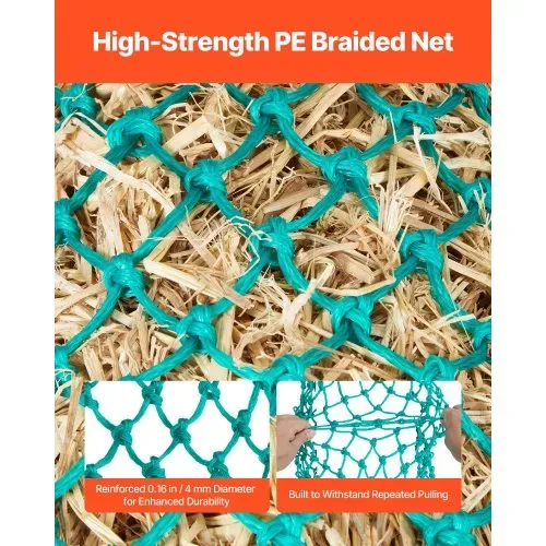 VEVOR Heunetze, 4er-Pack, 0,9 m Ausziehlänge, 38x38 mm Maschenweite, Heusack PE-Material, mit vier Karabinerhaken, zum langsamen Aufhängen & Fressen von Heu für Pferde, Schafe, Rinder, Alpakas usw. – Bild 2