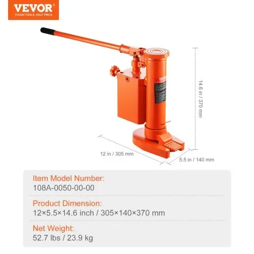 VEVOR Hydraulischer Wagenheber, 5 t / 10 t Hebebühne, 25-230 mm Zehenhöhe, 370-570 mm Spitzenhöhe, 360° drehbarer Klauenwagenheber für Maschinen, Industrie – Bild 6