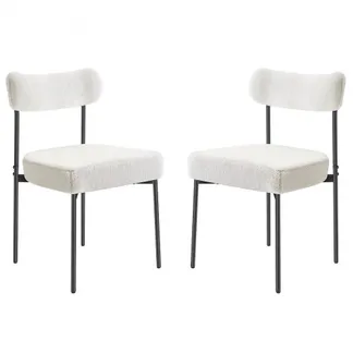 VEVOR moderner Esszimmerstuhl (2 Stk.) Sherpa-Beistellstuhl (136 kg belastbar) für Esstische, platzsparender Küchentischstuhl mit geschwungener Rückenlehne & schwarzen Metallbeinen, weiß Cafeteria VEVOR moderner Esszimmerstuhl (2 Stk.) Sherpa-Beistellstuhl (136 kg belastbar) für Esstische, platzsparender Küchentischstuhl mit geschwungener Rückenlehne & schwarzen Metallbeinen, weiß Cafeteria