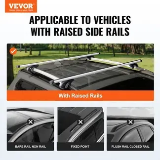 VEVOR Dachträger Universal Dachgepäckträger Auto Alu Querträger 90 kg Tragkraft, für erhöhte Seitenschiene mit Lücke, passend Innenabstand des Dachbalkens 19-116 cm, Rohrdurchmesser 28-68 mm VEVOR Dachträger Universal Dachgepäckträger Auto Alu Querträger 90 kg Tragkraft, für erhöhte Seitenschiene mit Lücke, passend Innenabstand des Dachbalkens 19-116 cm, Rohrdurchmesser 28-68 mm
