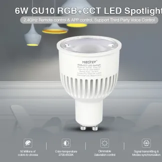 MiBoxer FUT106 LED Retrofit GU10 6W RGB-WW (RGB-CCT) Spot MiBoxer FUT106 LED Retrofit GU10 6W RGB-WW (RGB-CCT) Spot