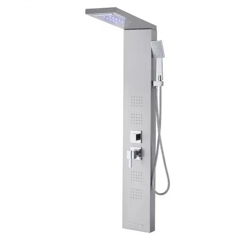 VEVOR Duschpaneel-Turmsystem (5 Modi) mit Regenwasserfall-Duschkopf & LED, (1345 mm) Duschsäule aus gebürstetem Edelstahl, Regenmassagesystem zur Wandmontage, mit Handbrause & 4 Körperbrausen – Bild 8