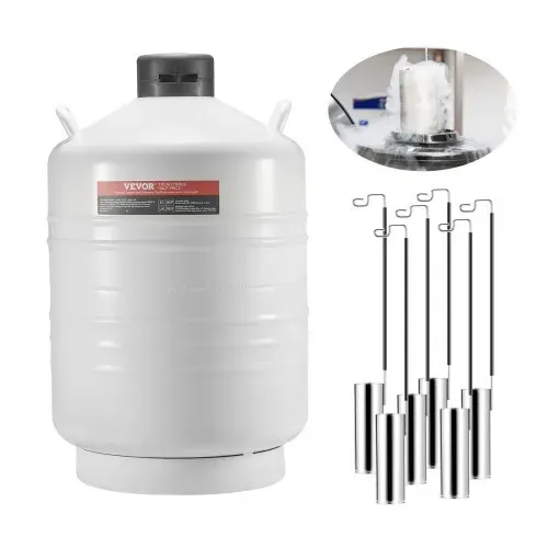 VEVOR Flüssigstickstofftank, 30 l Flüssigstickstoffbehälter aus Aluminiumlegierung, LN2-Tank-Dewar mit 6 Kanistern und Tragetasche mit Riemen, Kryogener Tank für die Schönheitsindustrie, Samenkonservierung, wissenschaftlich – Bild 8