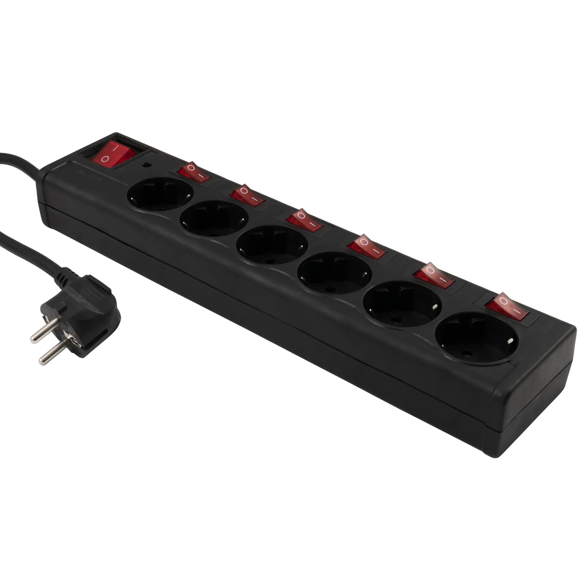 Steckdosenleiste McPower, 6-fach mit Einzelschaltung, Überspannungsschutz, schwarz Steckdosenleiste McPower, 6-fach mit Einzelschaltung, Überspannungsschutz, schwarz