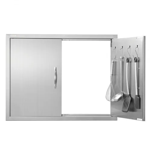 VEVOR Grill-Zugangstür, 787 x 609 mm, Doppelte Außenküchentür, Flächenbündig Montierte Edelstahltür, Doppelwandige vertikale Tür mit Griffen und Haken, für Grillinsel, Grillstation, Außenschrank VEVOR Grill-Zugangstür, 787 x 609 mm, Doppelte Außenküchentür, Flächenbündig Montierte Edelstahltür, Doppelwandige vertikale Tür mit Griffen und Haken, für Grillinsel, Grillstation, Außenschrank