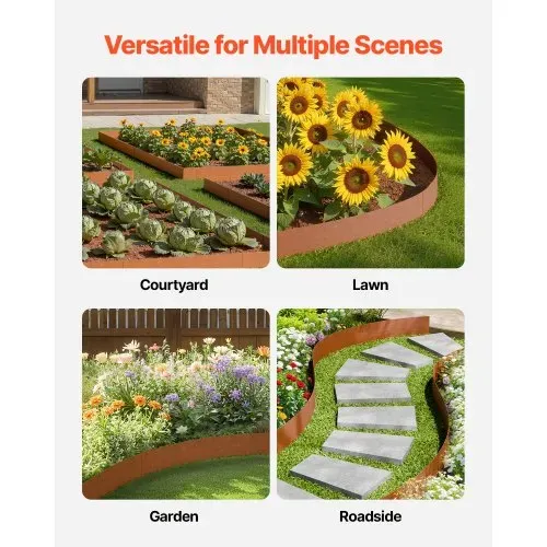 VEVOR Rasenkante, 6er Pack 1016x203,2 mm, Gartenpalisade, Beeteinfassung, Metall-Landschaftseinfassung, biegbare Garteneinfassung, Haifischstachel, Raseneinfassung für Blumenbeete, Hofwegteiler – Bild 5