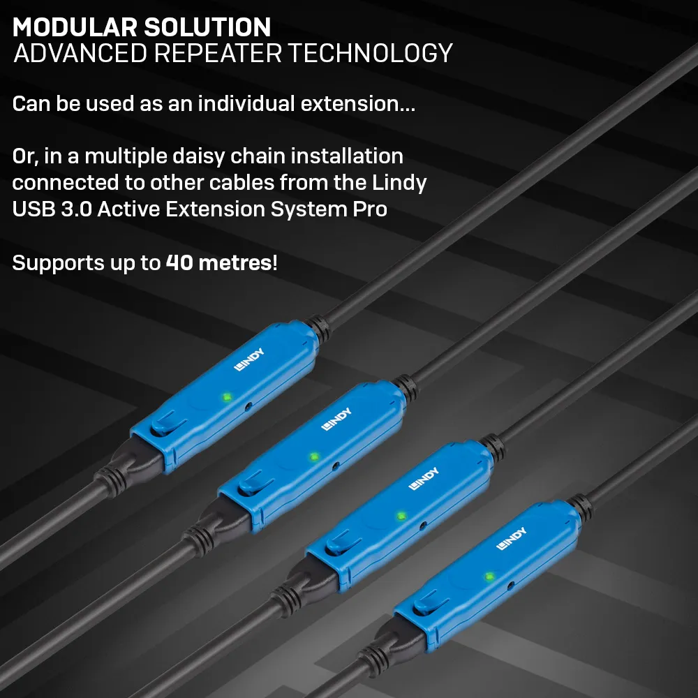 Lindy 43229 USB Kabel USB 3.2 Gen 1 (3.1 Gen 1) 15 m USB A 5 Gbit/s Schwarz – Bild 6
