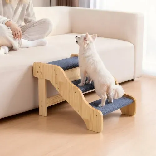 VEVOR Hundetreppe 580x430x380 mm, 3-stufige Hautiertreppe, Holztreppe geeignet für kleine, mittlere, große, ältere Haustiere sowie Welpen bis 68 kg, Hundeleiter für Betten, Sofas & Autos – Bild 7