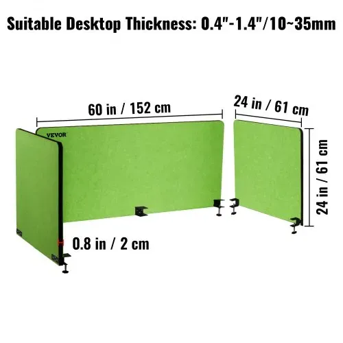 VEVOR Schreibtisch Sichtschutz Polyesterfaser Akustik Tischtrennwand 20mm dick Schreibtisch Trennwand Grün Tischtrennwand Ein 152x61cm + Zwei 61x61cm Paneele Ideal für Büro Bibliothek Klassenzimmer – Bild 7