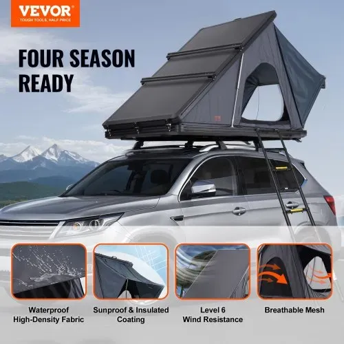 VEVOR Dachzelt mit Hartschale Autozelt Camping für 2–3 Personen, Hartschalen-Dachzelt mit verstellbarer Teleskopleiter, dicker Matratze wasserdicht winddicht für Jeep SUV Van Pickup dreieckig Schwarz VEVOR Dachzelt mit Hartschale Autozelt Camping für 2–3 Personen, Hartschalen-Dachzelt mit verstellbarer Teleskopleiter, dicker Matratze wasserdicht winddicht für Jeep SUV Van Pickup dreieckig Schwarz