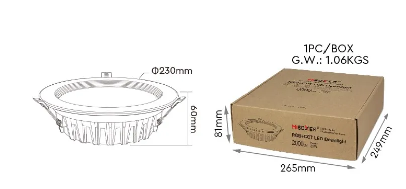 MiBoxer FUT060 LED Panel Rund 25W RGB-WW (RGB-CCT) mit Funk und WLAN – Bild 8