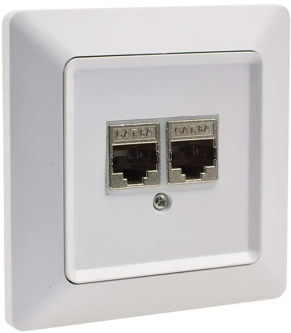 MILOS Netzwerk-Dose 2x CAT6 inkl. Rahmen, UP, matt weiß MILOS Netzwerk-Dose 2x CAT6 inkl. Rahmen, UP, matt weiß