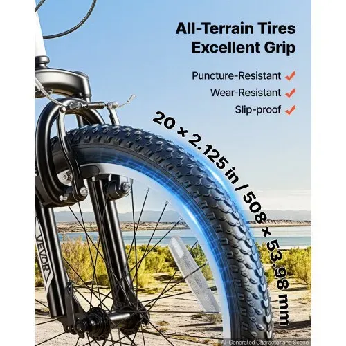 VEVOR Mountainbike 20 Zoll 6-Gang Fahrrad Kohlenstoffstahl mit Vollfederung für Freizeitfahrten in Parks und auf Radwegen, mit Verstellbarem Sattel, Klingel, Reflektoren, Lichthalterung und Bremsen – Bild 4