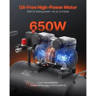 VEVOR-Luftkompressor, 8-Gallonen-Stahltank, 1 PS, 2,2 CFM bei 90 PSI, ölfreier Luftkompressor und max. 120 PSI Druck, 80 dB ultraleiser tragbarer Kompressor, für Autoreparatur, Reifenbefüllung, Spritzlackierung VEVOR-Luftkompressor, 8-Gallonen-Stahltank, 1 PS, 2,2 CFM bei 90 PSI, ölfreier Luftkompressor und max. 120 PSI Druck, 80 dB ultraleiser tragbarer Kompressor, für Autoreparatur, Reifenbefüllung, Spritzlackierung