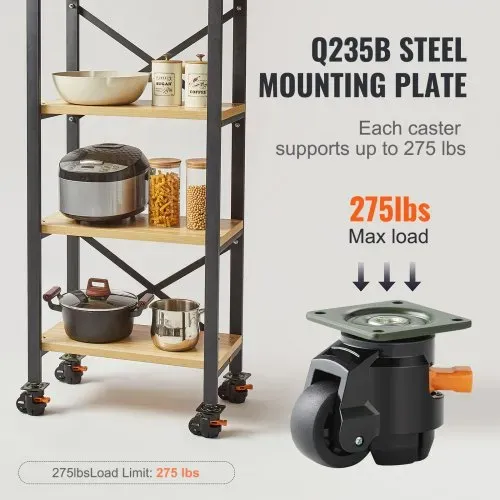 VEVOR 4er-Set Lenkrolle φ50,8mm Möbelrolle Höhenverstellbar Transportrolle 0,5 Tonnen Tragfähigkeit Schwerlastrolle aus Nylon Nivellierrolle Lastrolle Laufrolle für Holzregale Möbel Werkbänke – Bild 4