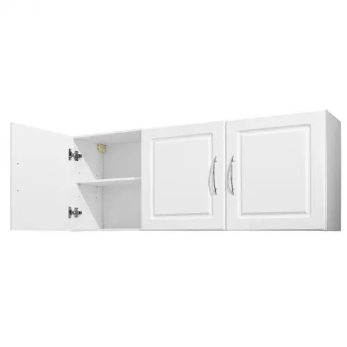 VEVOR Wandschrank für Waschküche, 2-stöckiger Wandhängeschrank mit verstellbarer Ablage, Küchenschrank mit 3 Türen, für Küche Bad Wäscherei, 31,6x137,2x51,6 cm (T x B x H), Oberschrank Weiß – Bild 9