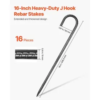 VEVOR 16er Pack J-Typ Bodenanker Erdanker Erdnägel Heringe Zeltheringe 406,4mm VEVOR 16er Pack J-Typ Bodenanker Erdanker Erdnägel Heringe Zeltheringe 406,4mm